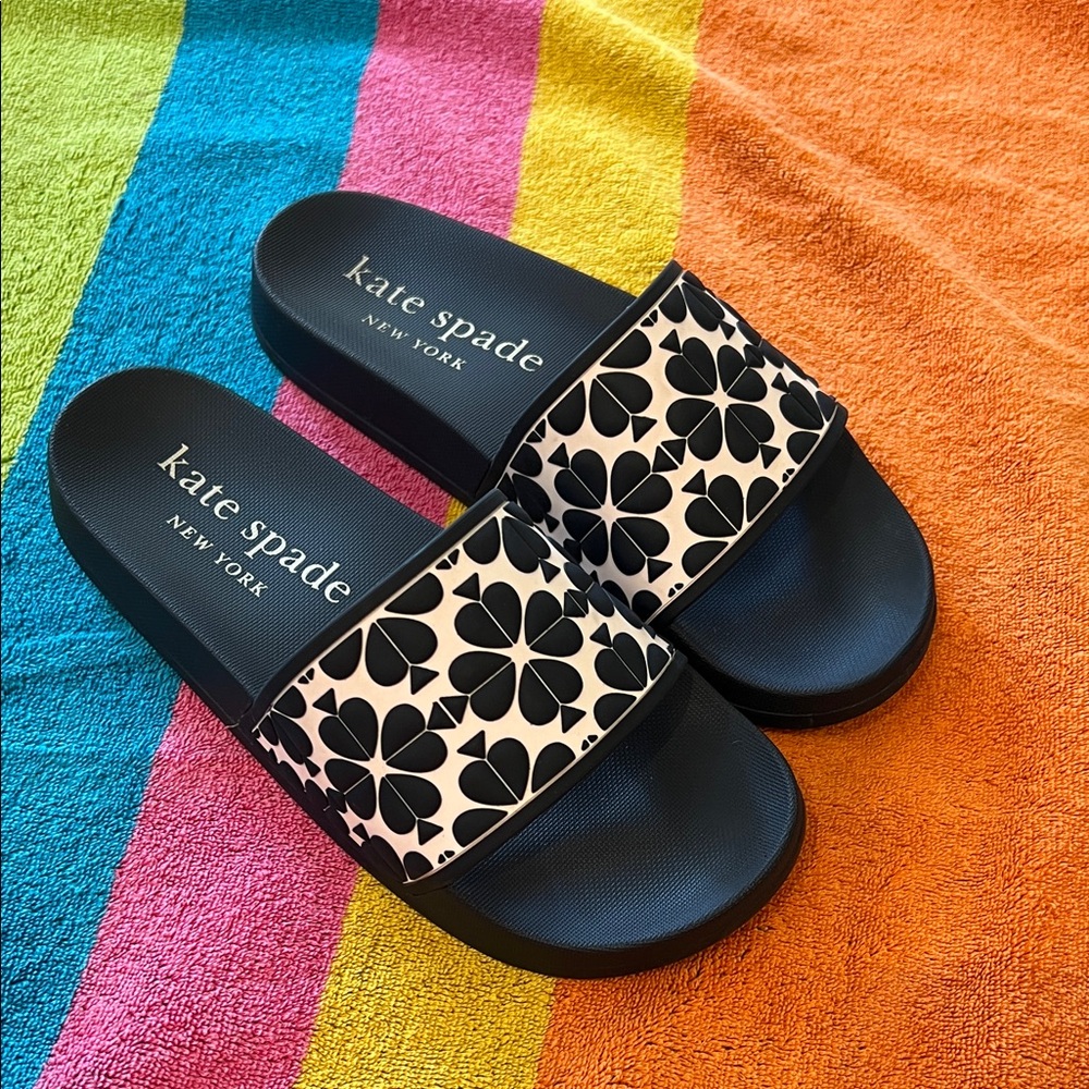 kate spade Navy and White Floral Slide Sandals - Picture 2 of 15